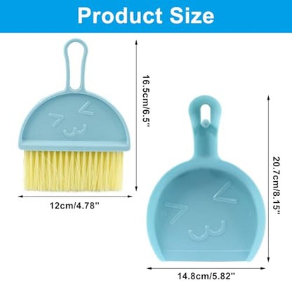 Hitefu Small Broom and Dustpan Set, Mini, 3 Colors - color: 3 Colors (Blue+green+pink)