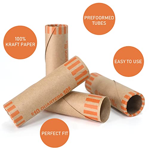 LLIKED 72 PCS Preformed Quarter Coin Wrappers Rolls - size: 72 Quarters Coin Rolls