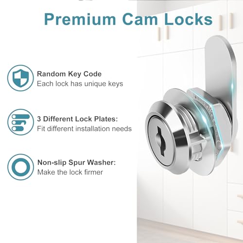 5/8" Cam Lock Keyed Different Cabinet Locks with Keys Secure Files Drawers RV Storage Locks Replacement Set, Zinc Alloy(Silver 2PCS,5/8 Inch) - size: 5/8 Inch