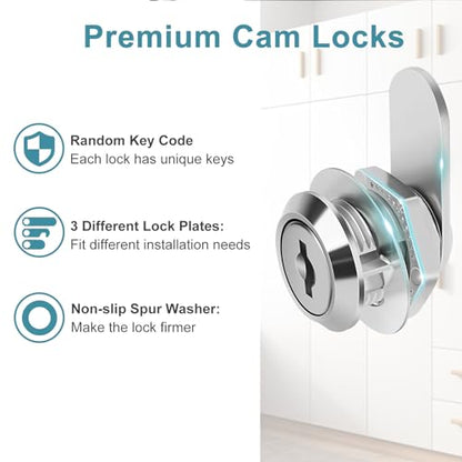 5/8" Cam Lock Keyed Different Cabinet Locks with Keys Secure Files Drawers RV Storage Locks Replacement Set, Zinc Alloy(Silver 2PCS,5/8 Inch) - size: 5/8 Inch