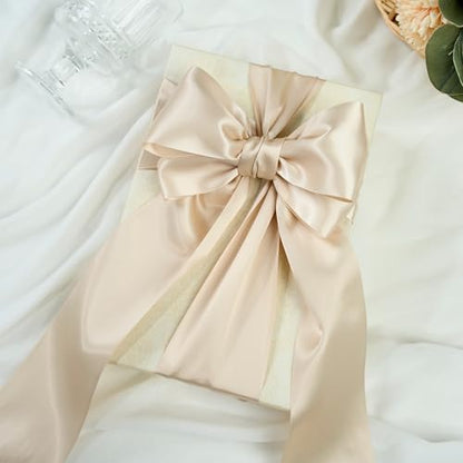 Champagne Double-Faced Satin Ribbon, 3 Inch x 10 Yards - color: Champagne