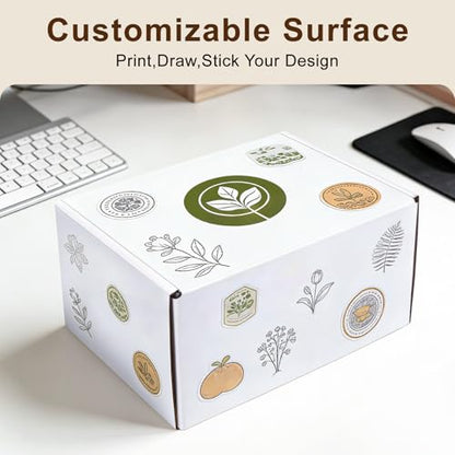 6x4x3 Inches Small Shipping Boxes, 25 Pack White Corrugated Cardboard Boxes, Recyclable Tap-Lock Packaging Boxes for Business, Gift Wrapping, Mailing and Storage(25, 6"x4"x3") - size: 6"x4"x3"