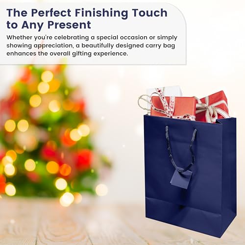 Novel Box Blue Gift Bags with Handles 10 Pack 8x4x10 Inches - color: Blue, size: Large