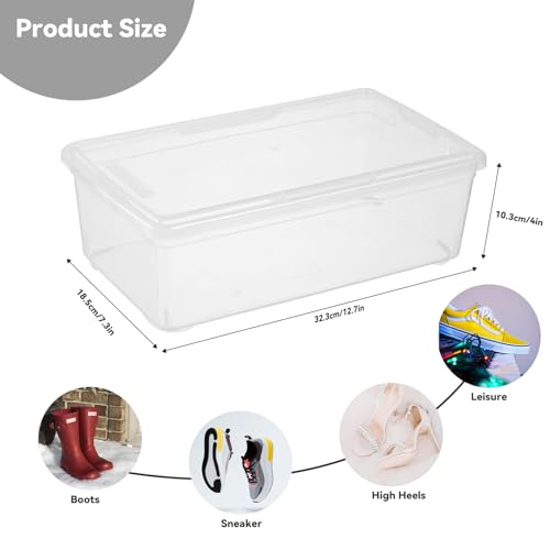 novelinks 8 Pack 6 Quart Clear Plastic Shoe Storage Bins with Lids (Clear) - size: Clear 8Pack