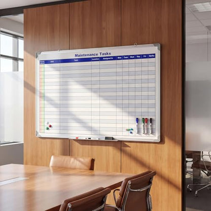 Lincia Double Sided Magnetic Maintenance Task Whiteboard 36 x 24 Inch - style: Maintenance Tasks