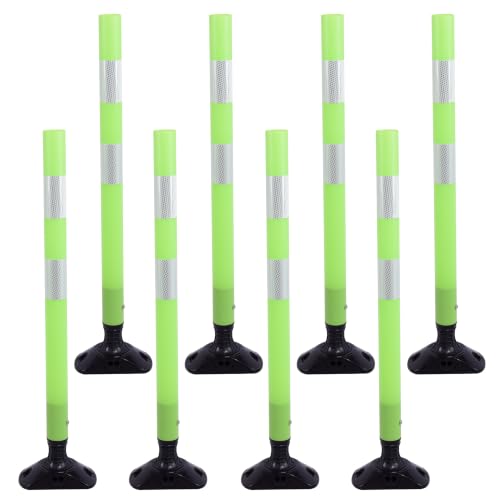 OrangeStar 36 Inch Traffic Cones 8-Pack with Spring Base - color: Green, size: 36 in
