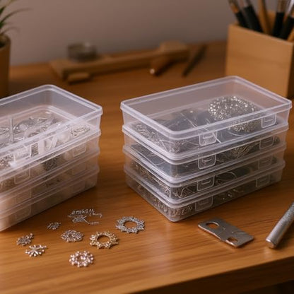 Goodma 8 Pieces Rectangular Empty Mini Clear Plastic Organizer Box - size: 195 x 113 x 30 mm