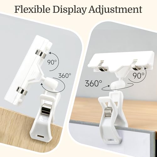 Mlici 8pcs Sign Clips Holder, Large Clip-on Style Double Head Display Clips - color: 8 8.2 x 5.8" White Clips