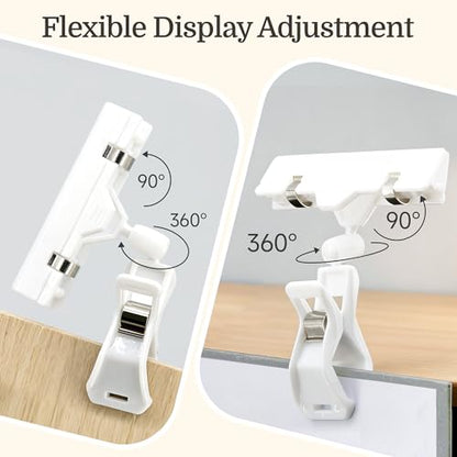 Mlici 8pcs Sign Clips Holder, Large Clip-on Style Double Head Display Clips - color: 8 8.2 x 5.8" White Clips