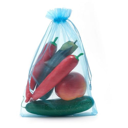 FOCCIUP 25 PCS 8x12 Inches Organza Bags With Drawstring Candy Bags Mesh Pouches for Party Wedding Presents Gift - color: Blue