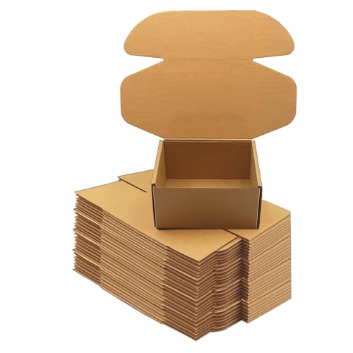 6x5x3 inch Shipping Boxes, Bulk 28 Pack, Brown Corrugated Cardboard Mailers - size: 6" x 5" x 3"