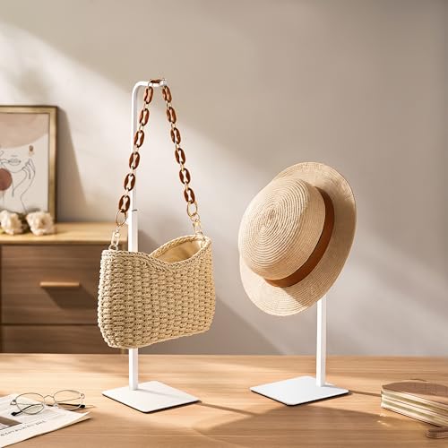 2-Pack Adjustable Tabletop Purse & Banner Display Stands, White - color: White