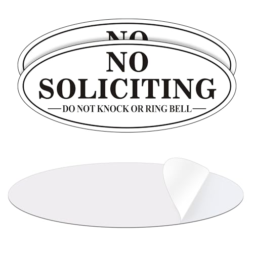 (2 Pack) No Soliciting Sign for House, Self Adhesive No Soliciting Sign for Front Door, No Solicitation Metal Sticker Signs for Home and Yard (White/Black, 7 x 3 inches, Do Not Knock or Ring Bell) - color: White /Black, size: Medium (7" x 3")