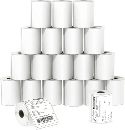 4x6 Thermal Shipping Labels – 5000 Labels,20 Rolls, Perforated, Strong Adhesive Direct Thermal Printer Labels Compatible with Rollo Zebra Munbyn for Shipping Packages Barcode Labels 75893