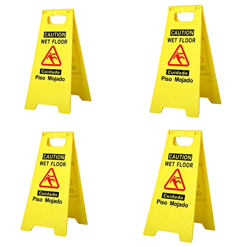 CERLMLAND wet floor signs 4 piece double-sided sign clear identification - size: 4-Pack