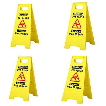 CERLMLAND wet floor signs 4 piece double-sided sign clear identification - size: 4-Pack