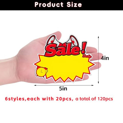LinQuick 5x4in Burst Star Sign Cards 120 Pcs Retail Garage Sale Price Tags