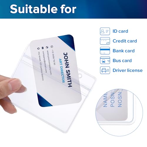 200 Pack Horizontal Badge Holders, Clear PVC Id Card Sleeves, Zip Top - size: 200 Pack Horizontal Badge Holder
