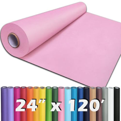 PerkHomy 24" x 1,440" (120') Light Pink Kraft Paper Roll for Craft Bulletin Board Paper Art Table Covering Crafting Gift Wrapping Bouquet Packing Parcel 80GSM 55LB (Light Pink, 24" x 120') - color: Light Pink, size: 24" Width x 120' Length