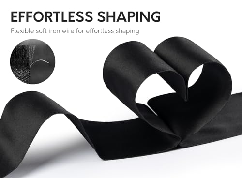 Keypan Black Satin Ribbon Double-Faced Wired 2-1/2 Inch x 10 Yards - color: Black, size: 2-1/2"