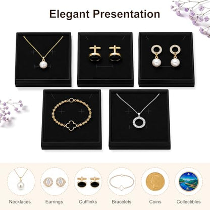 PartyCrazye Jewelry Gift Boxes, 80 Pack 3.5x3.5x1 Inch, Black - color: Black, size: 3.5x3.5x1 Inch (Pack of 80)