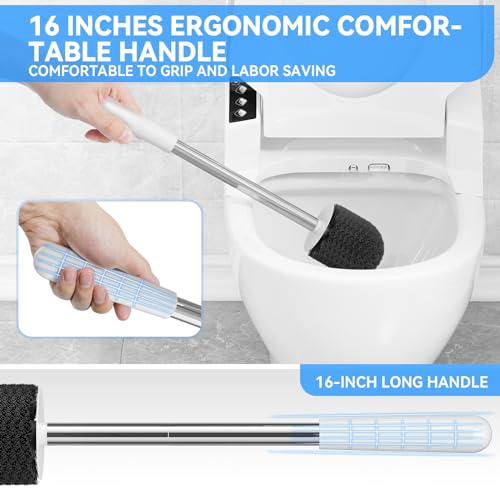 TRENTI Toilet Brush and Holder Set - Bristles Bowl Brush Head with Ventilated Holder, Wall Mounted Compact Set for Bathroom Deep Cleaning - color: White