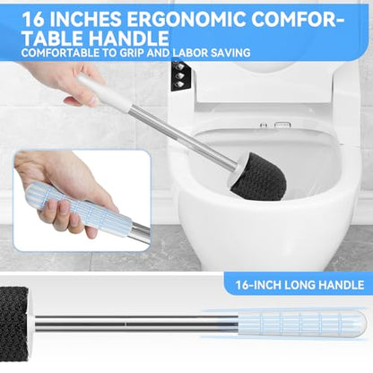 TRENTI Toilet Brush and Holder Set - Bristles Bowl Brush Head with Ventilated Holder, Wall Mounted Compact Set for Bathroom Deep Cleaning - color: White