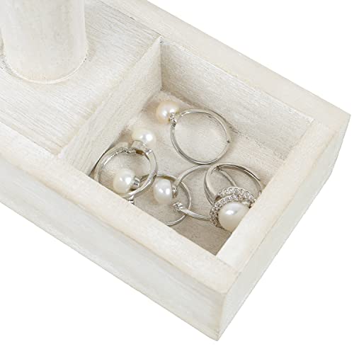 MOOCA Wooden Jewelry Display Bracelet Holder Display, 2- Compartment Tray - color: 7) Wash White, w/Tray-1pc