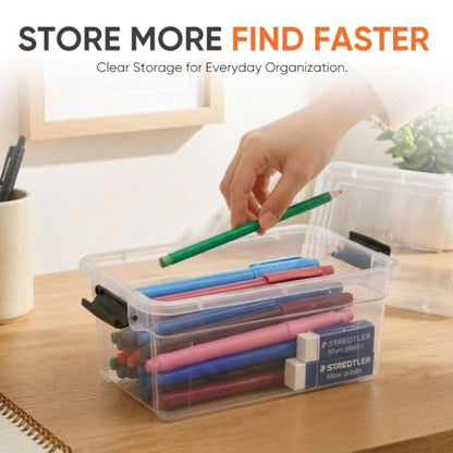Superio 1.85 Quart Clear Plastic Storage Boxes with Lids, Stackable Organizer Containers, BPA-Free Storage Bins for Home, Office, School & Dorm, 2 Pack - size: 1.85 Quart