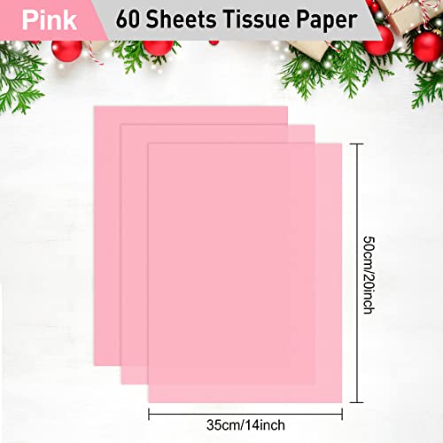 NEBURORA 60 Sheets Pink Tissue Paper Set Valentines Gift Wrap Paper(Pink) - color: Pink