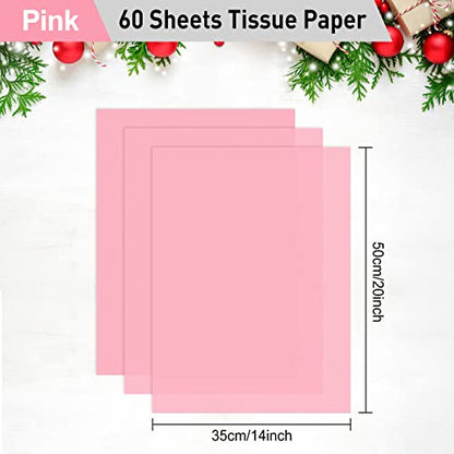 NEBURORA 60 Sheets Pink Tissue Paper Set Valentines Gift Wrap Paper(Pink) - color: Pink