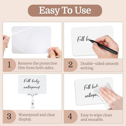 8pc 5.8 x 4.1” Chalkboard Sign with Clips, Double Sided Swivel Holder Clips - color: 8 5.8 x 4.1" White Clips