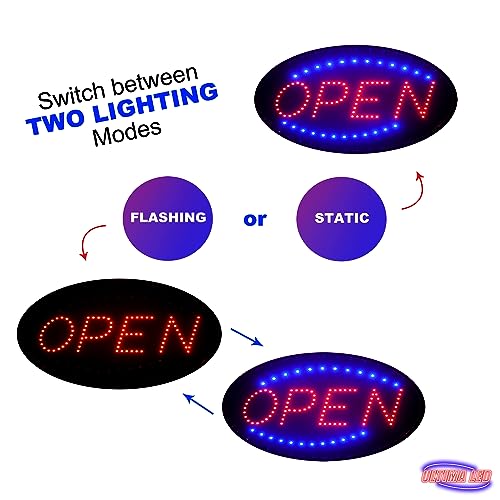 Open Sign for Business, Bright Oval Neon-Style LED Sign