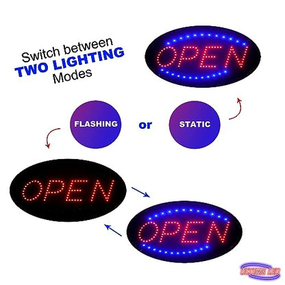 Open Sign for Business, Bright Oval Neon-Style LED Sign
