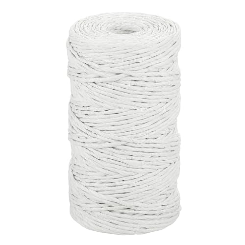 MECCANIXITY Raffia Ribbon 98 Yard Natural Paper String 2mm Wide White - color: White