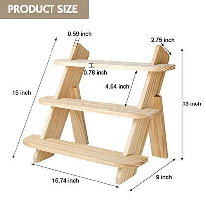 Wooden Display Stand, Tiered Cupcake Stand, 3 Tier Display Stand Riser - color: Natural-3Tier