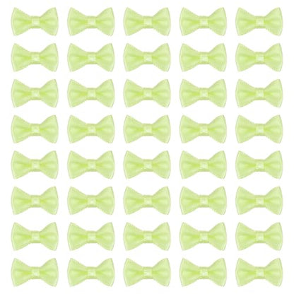 MECCANIXITY 100 Pcs Mini Ribbon Bow 0.8" Mini Fabric Satin Ribbon Flower Bows for Craft DIY Sewing Wedding Birthday Party, Light Green - color: Light Green