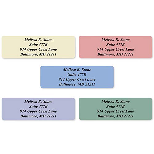 Assorted Stonewashed Designer Rolled Address Labels with Elegant Plastic Dispenser - size: 500 Labels, style: Assorted Stonewashed
