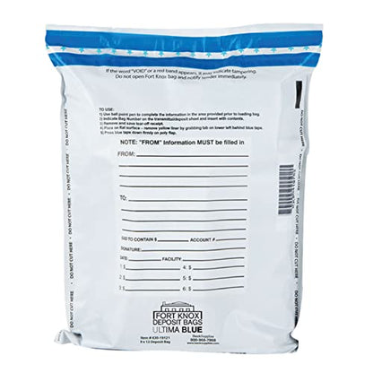 BankSupplies Ultima Blue Dual Pocket White Deposit Bags 15W x 20H Tamper Evident Security Bags 100 Box