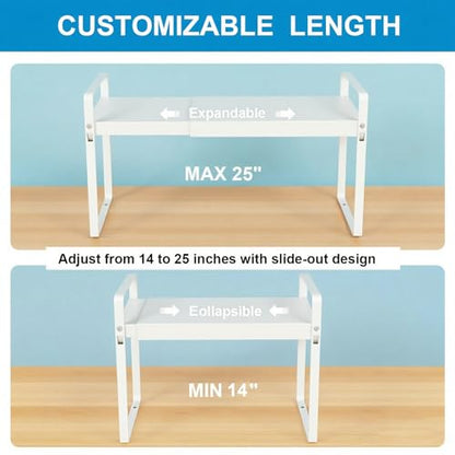 11" Deep Expandable Cabinet Shelf Organizer Riser, 1-Pack White - size: 1 Pack White