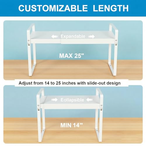 11" Deep Expandable Cabinet Shelf Organizer Riser, 2-Pack White - size: 2 Pack White
