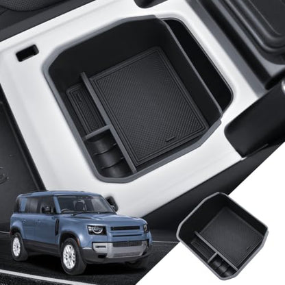 for Defender Center Console Organizer 2020-2024 2025 Land Rover Defender 130 110 90 Accessories Armrest Tray Middle Storage Box Insert Container Durable(Not for Models w/Cool Box) - size: for 2020-2025 Land Rover Defender