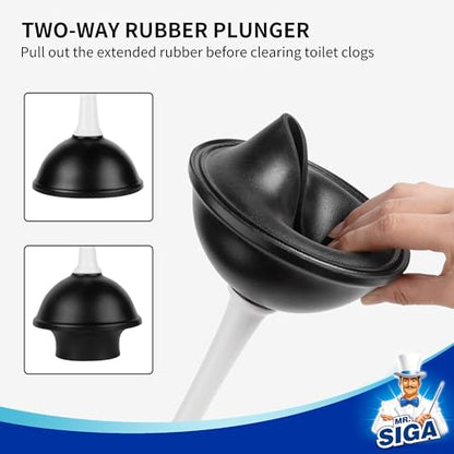 MR.SIGA Toilet Plunger and Brush Combo for Toilet Cleaning, White, 2 Set - color: White, size: 6.3 x 8.2 x 18.1 inch