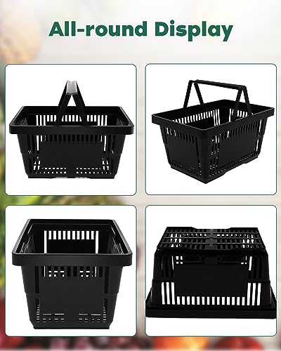 12PCS 21L Shopping Basket With Plastic Handles, Portable Grocery Basket