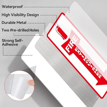(4 Pack) Fire Extinguisher Signs – Strong Self Adhesive Fire Extinguisher Sign for Business, 12x4 Inch Aluminum Fire Extinguisher Signs Weather Resistant and Easy to Install (White) - color: Fire Extinguisher Signs White