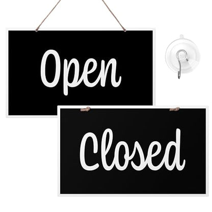 Open Closed Sign for Business, 10" x 6" - color: Black/White