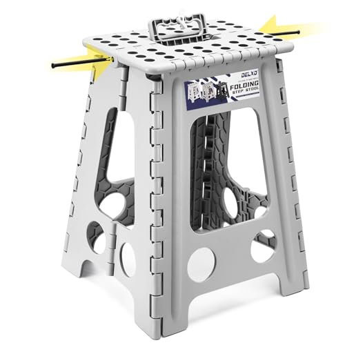 Delxo 17.5 Inch Folding Step Stool,Foldable Step Stool for Adults Grey - color: Gray, size: 17.5 Inch