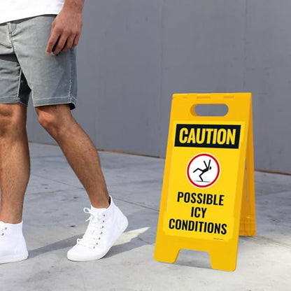 Caution Possible Ice Conditions Sign Kit, - size: 10x16 Inches, style: A-frame + 2 Panel Kit