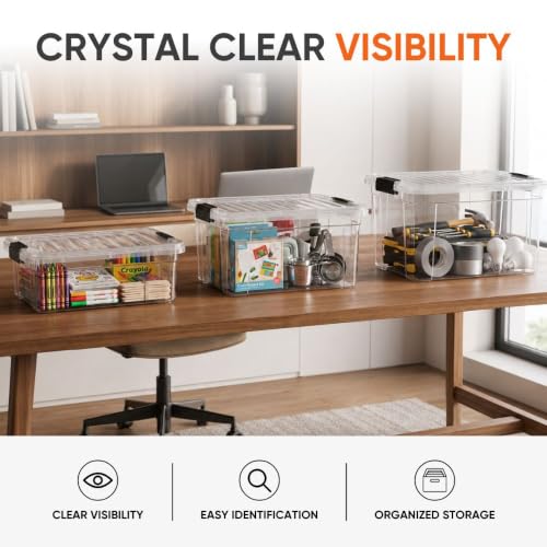Superio 14.7 Quart Clear Plastic Storage Boxes with Lids, Stackable Organizer Containers, BPA-Free Storage Bins for Home, Office, School & Dorm, 5 Pack - size: 14.7 Quart