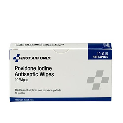 First Aid Only 12-015 PVP Povidone Iodine Wipe, First Aid Kit Refill Supplies, Box of 10
